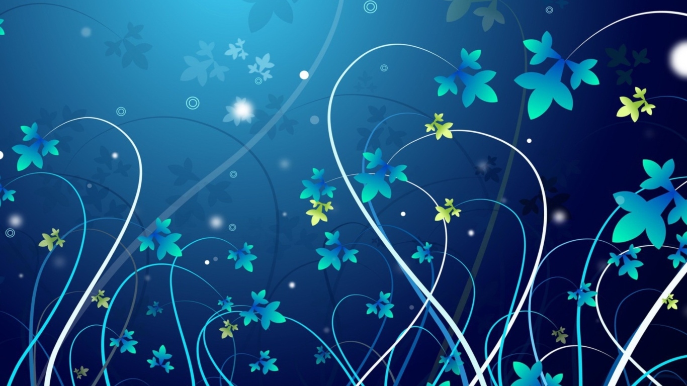 Красивый синий фон с узорными ветками с листьями