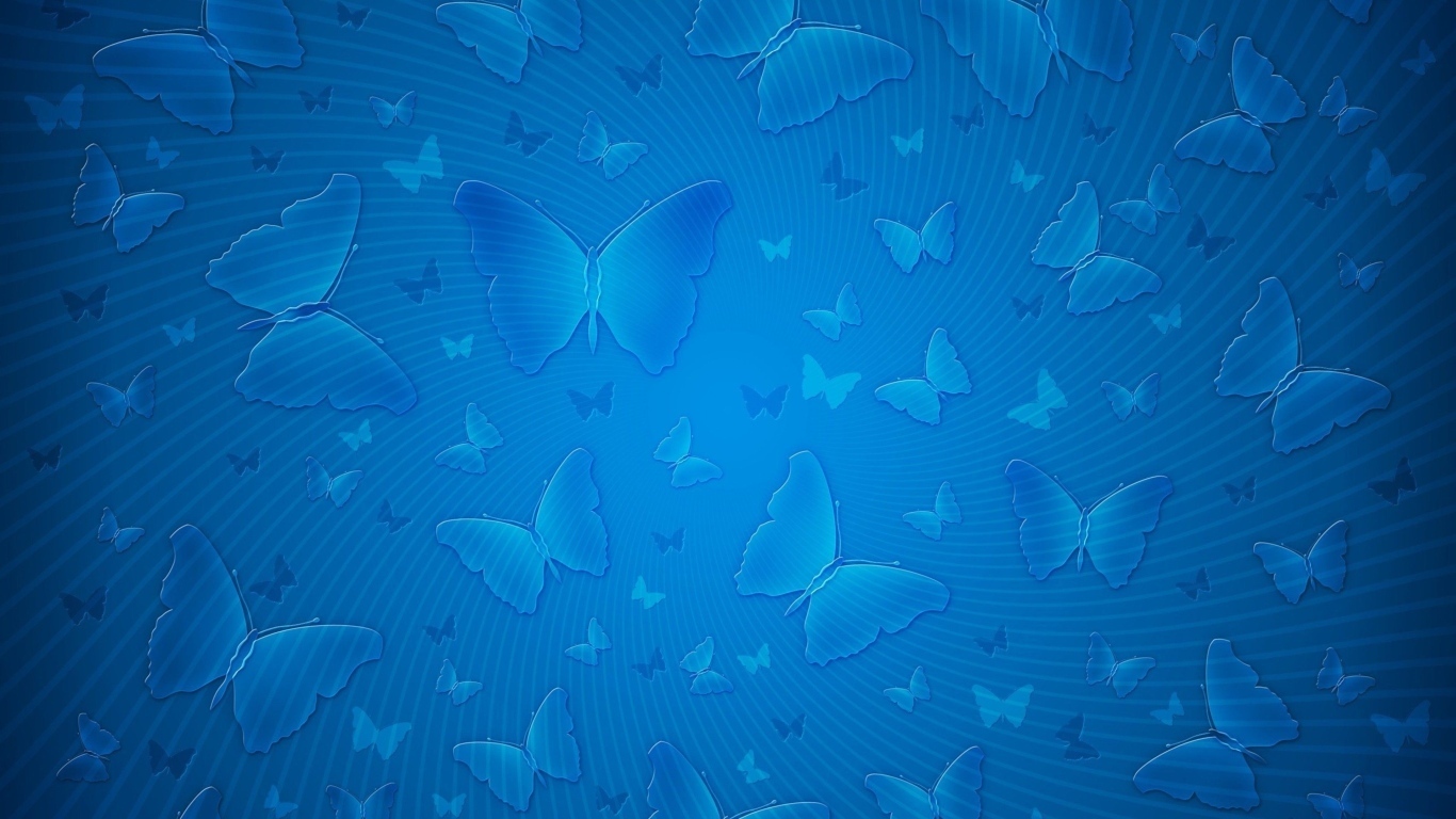 Голубой фон с нарисованными бабочками