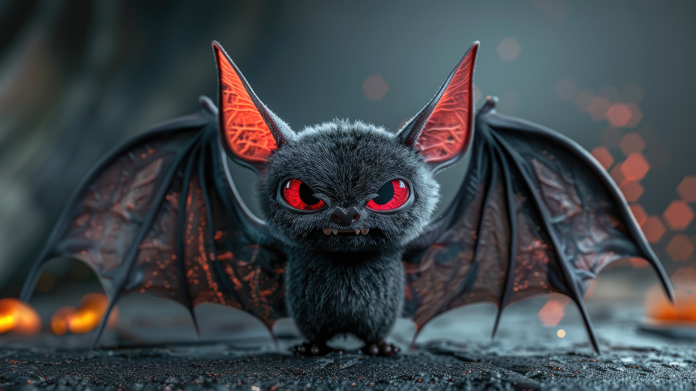Злобная летучая мышь с красными глазами