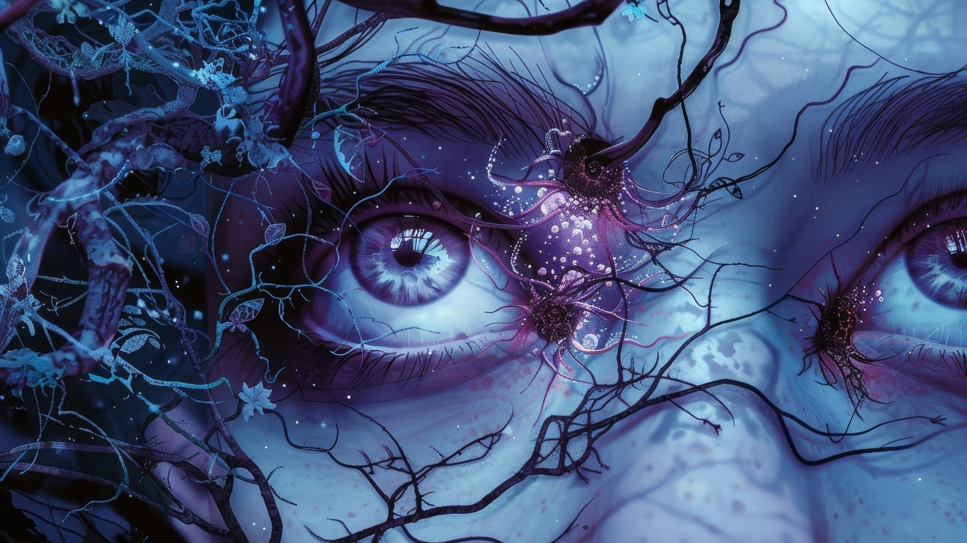 Фантастические глаза с растениями на лице