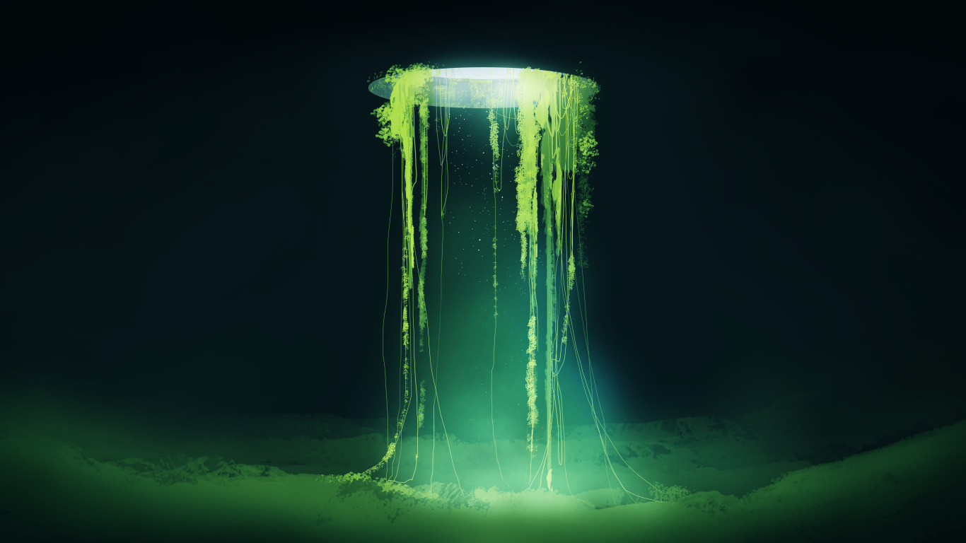 Растения растут из дыры в небе