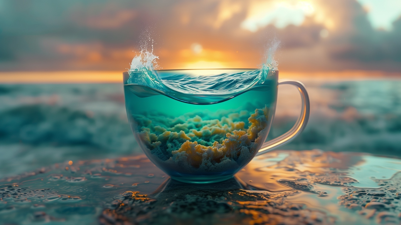 В кружке вода и морские водоросли