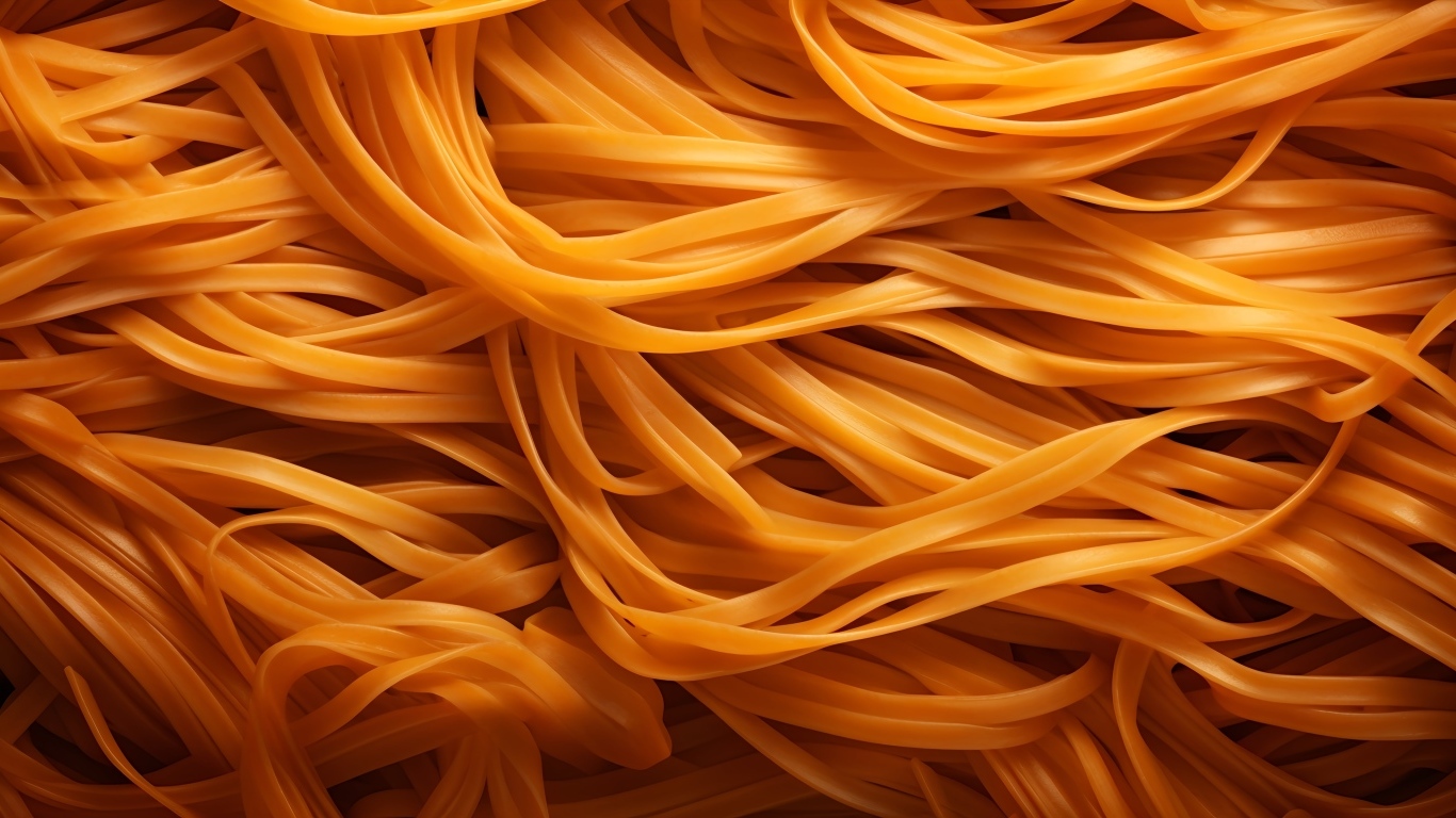 Оранжевые спагетти крупным планом