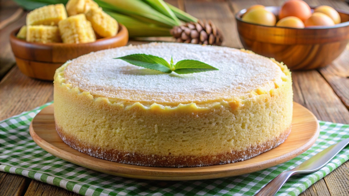 Большой лимонный торт на столе