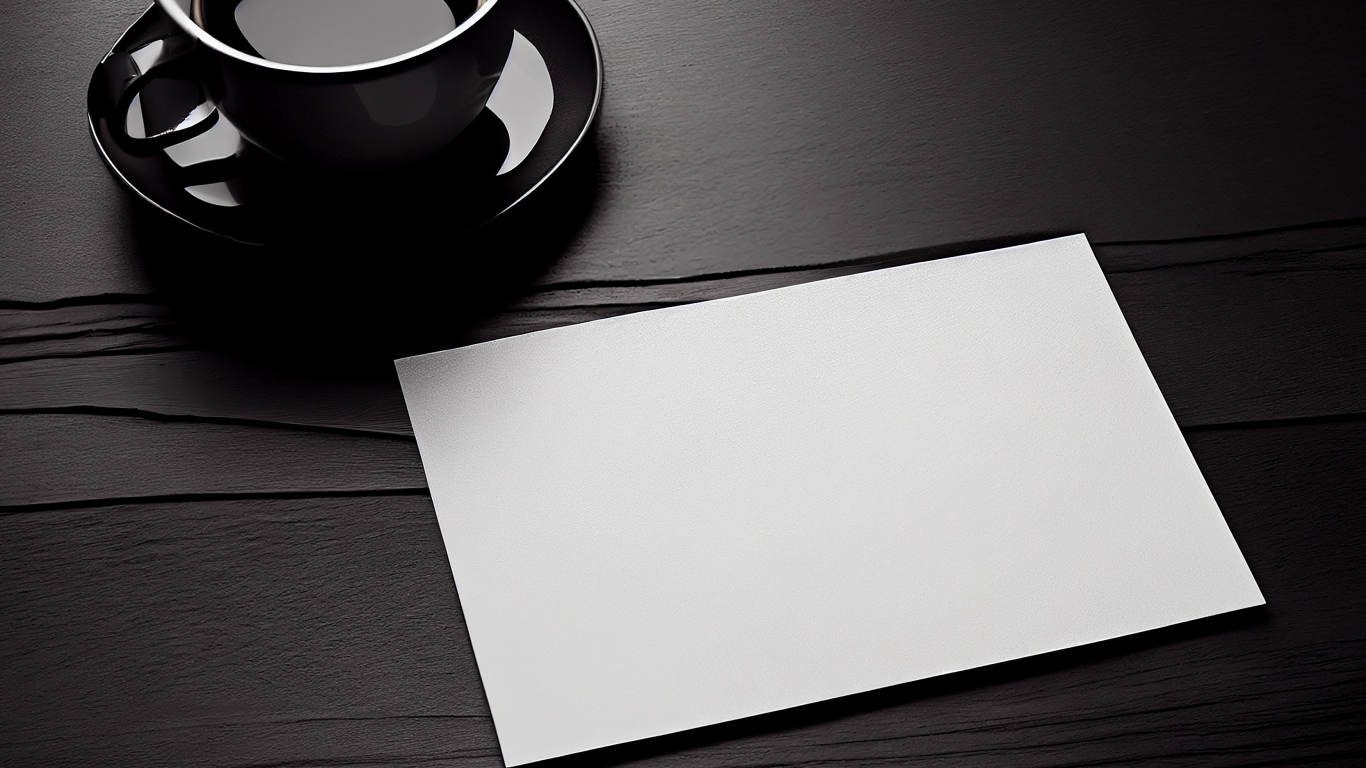 Чашка кофе с белым листом на столе