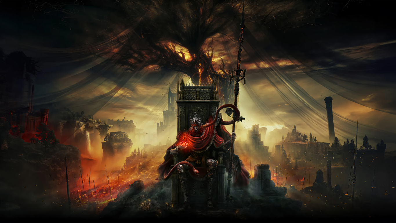 Персонаж на троне новая компьютерная игра Elden Ring: Shadow of the Erdtree