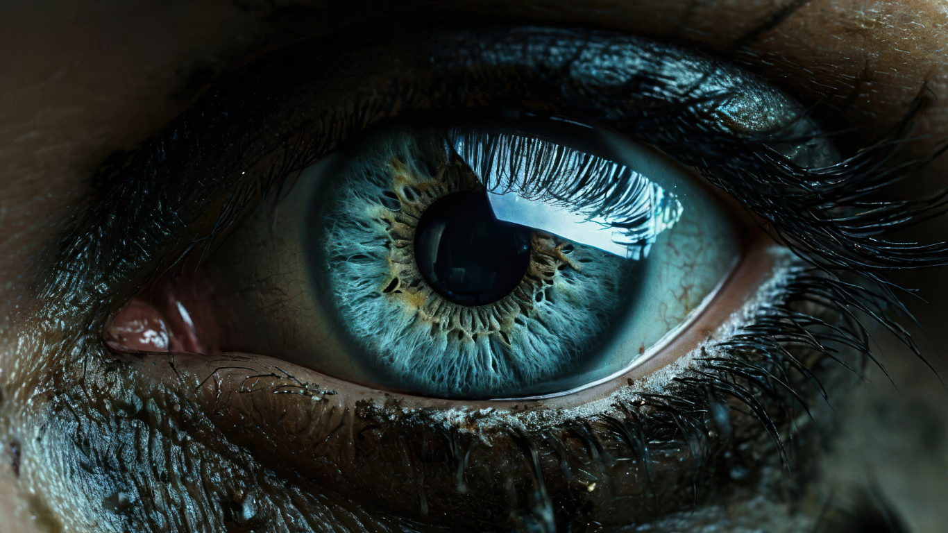 Накрашенный голубой женский глаз