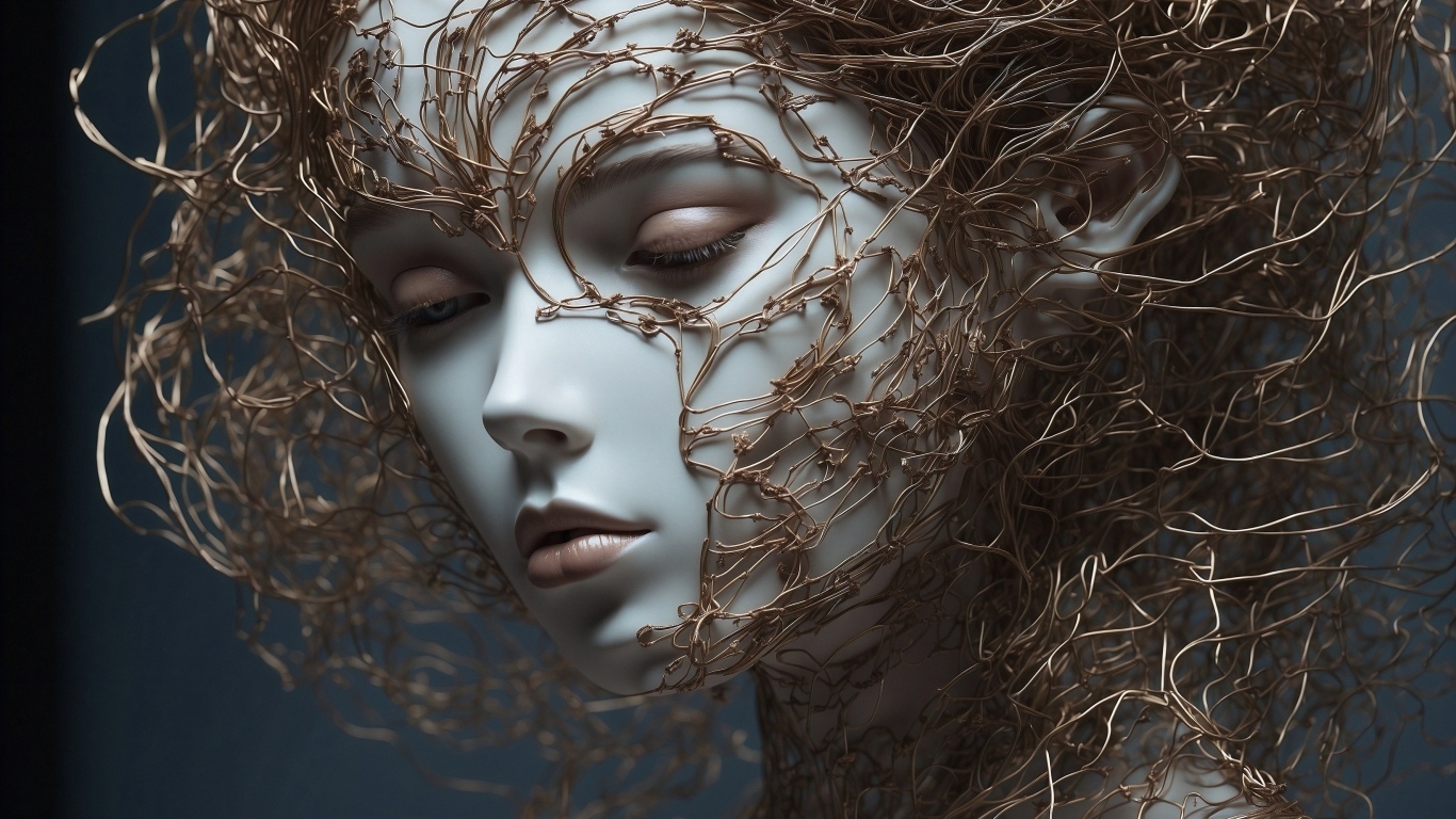 Девушка 3д покрыта сетями