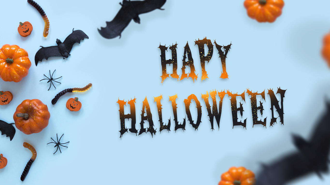 Баннер на Хэллоуин на голубом фоне