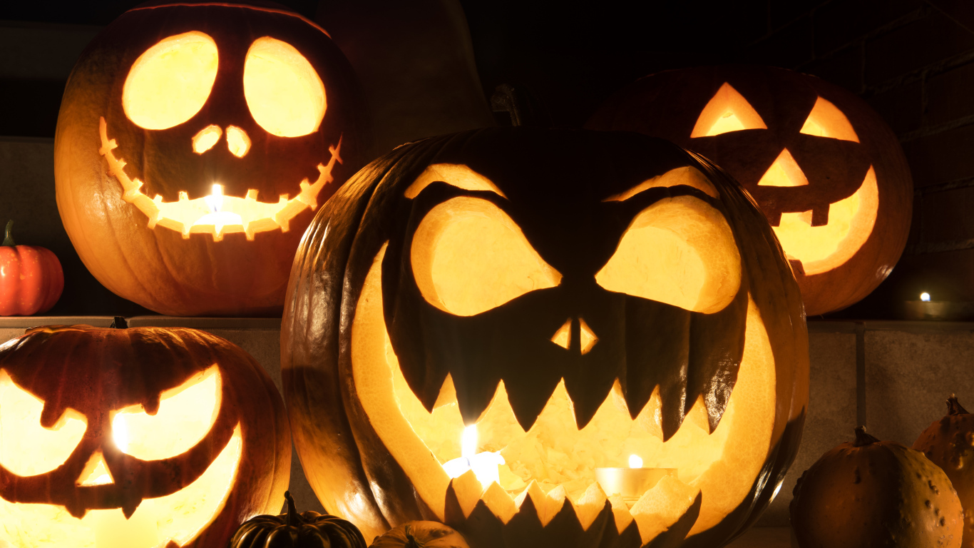 Жуткие тыквы фонари на праздник Хэллоуин
