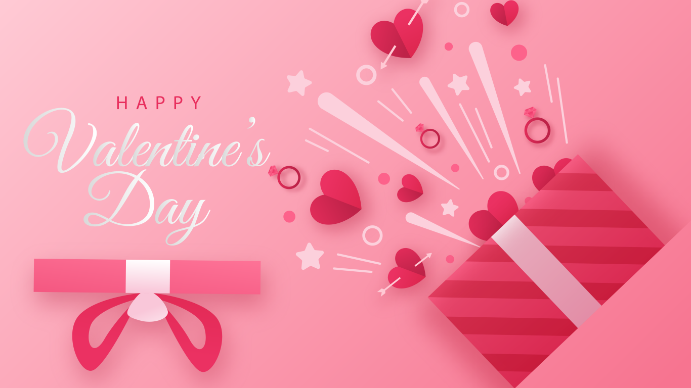 Розовая открытка на праздник Влюбленных