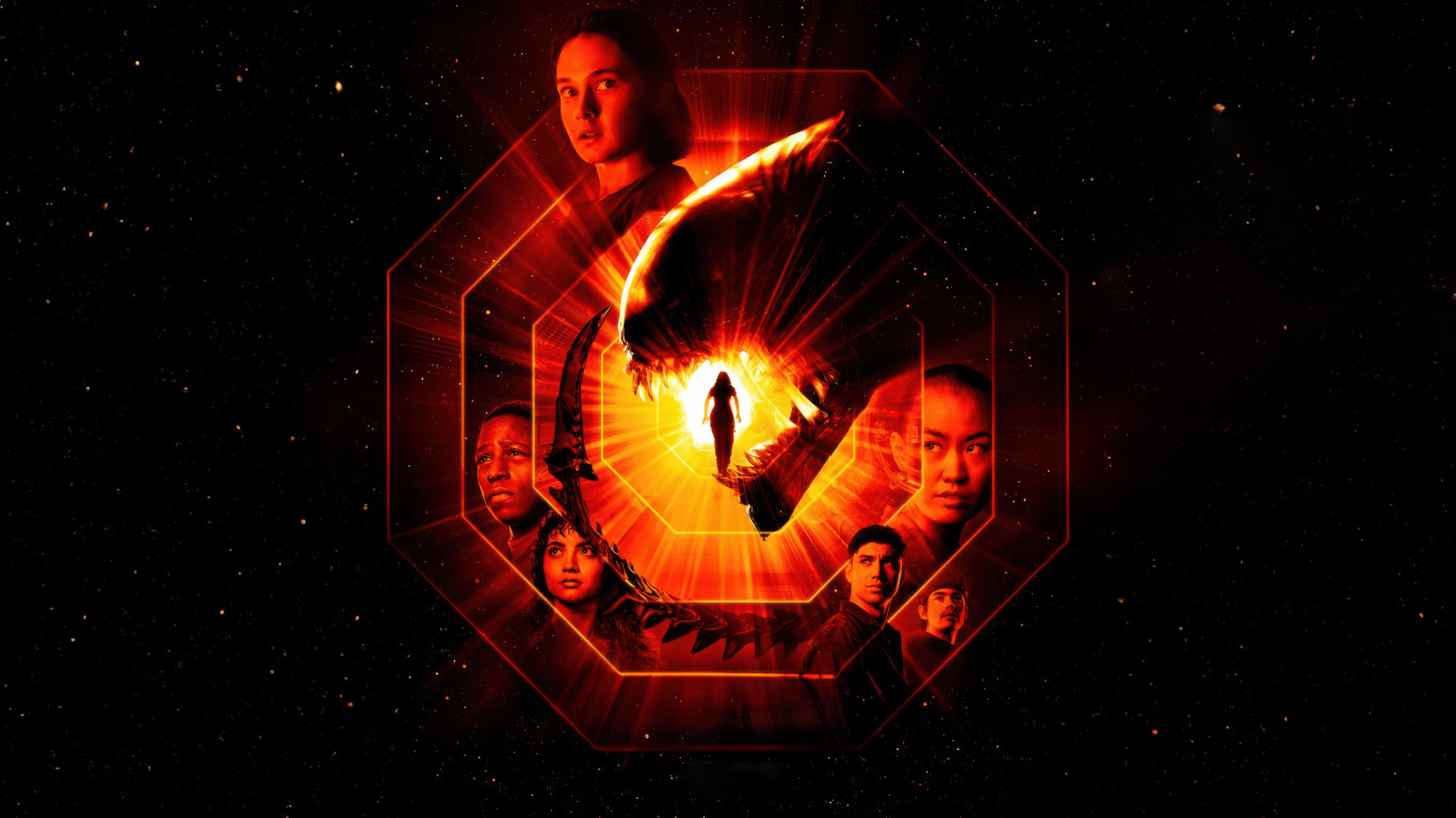 Постер фильма ужасов Чужой: Ромул с героями, 2024