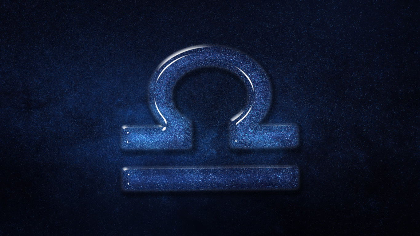 Синий блестящий знак зодиака весы 