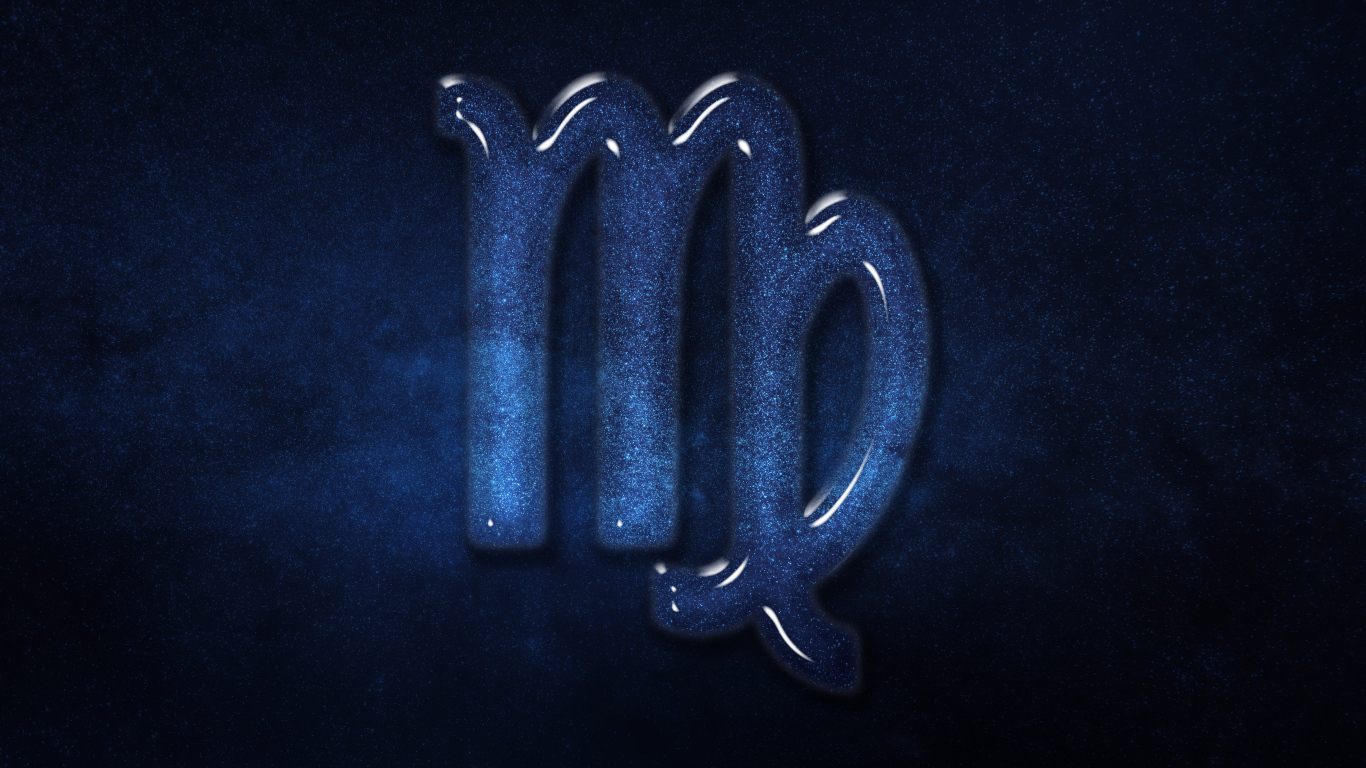 Синий блестящий знак зодиака  дева