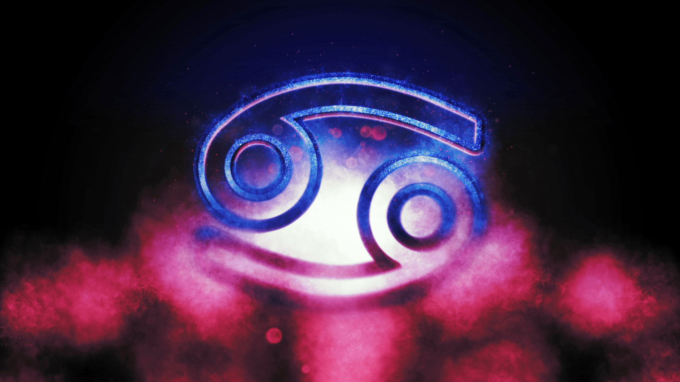 Знак зодиака рак на фоне розового дыма