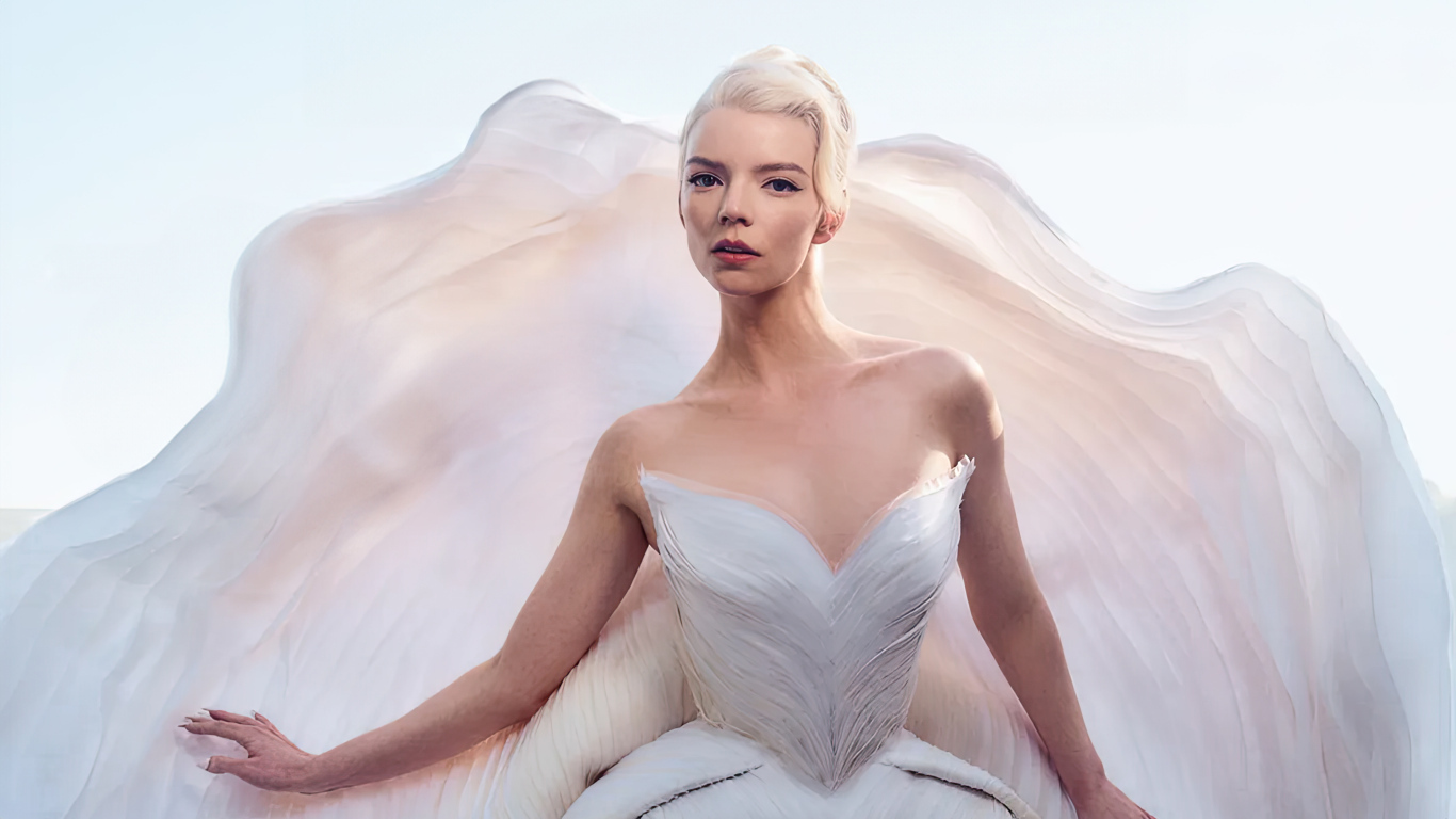 Актриса Аня Тейлор-Джой в красивом белом платье