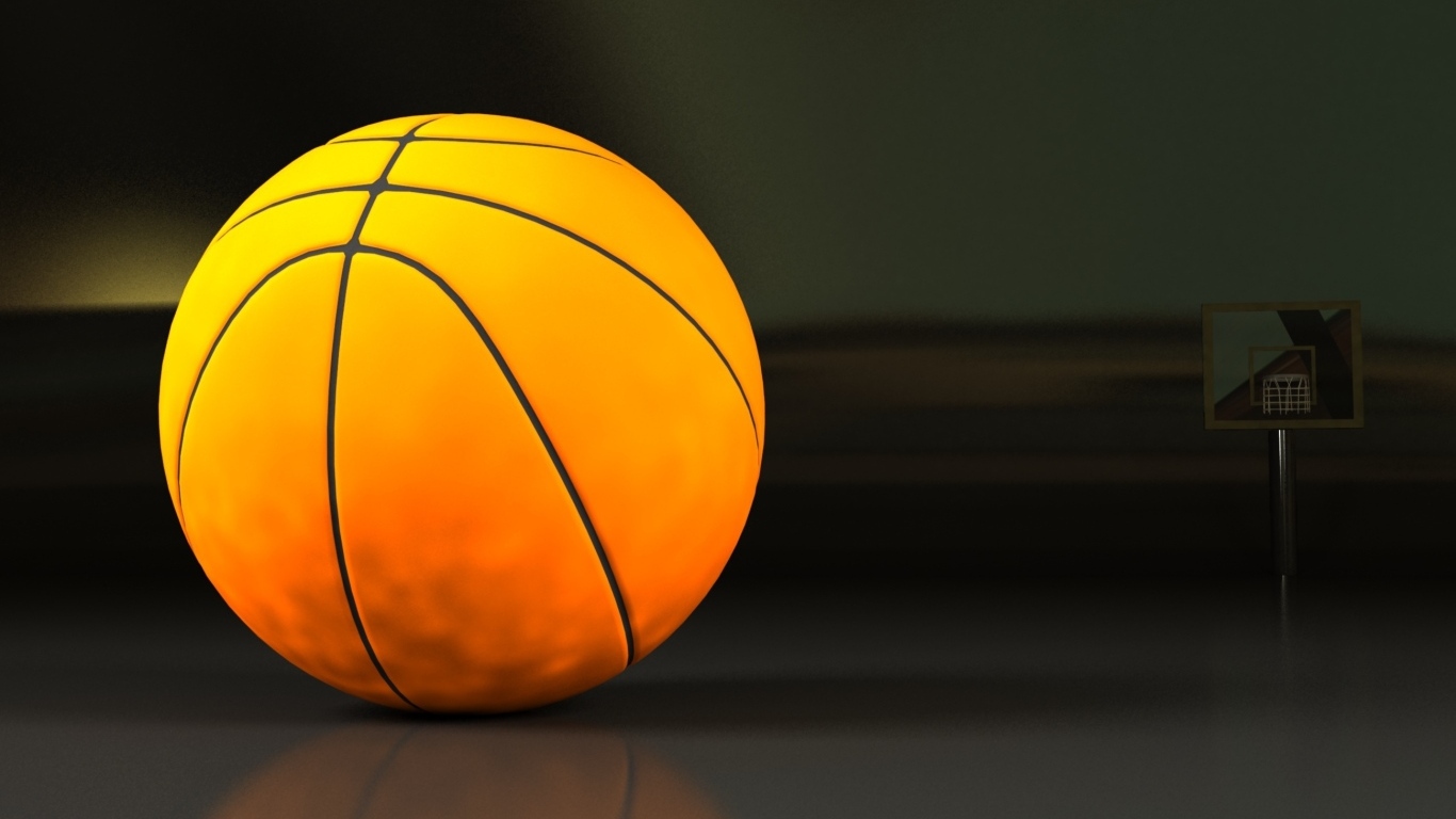 Большой оранжевый мяч на сером фоне