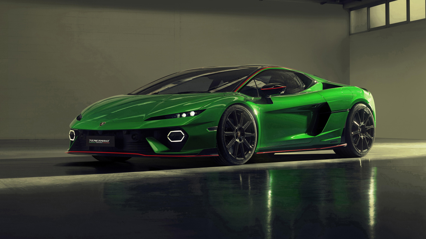 Зеленый спортивный автомобиль Lamborghini Temerario Alleggerita