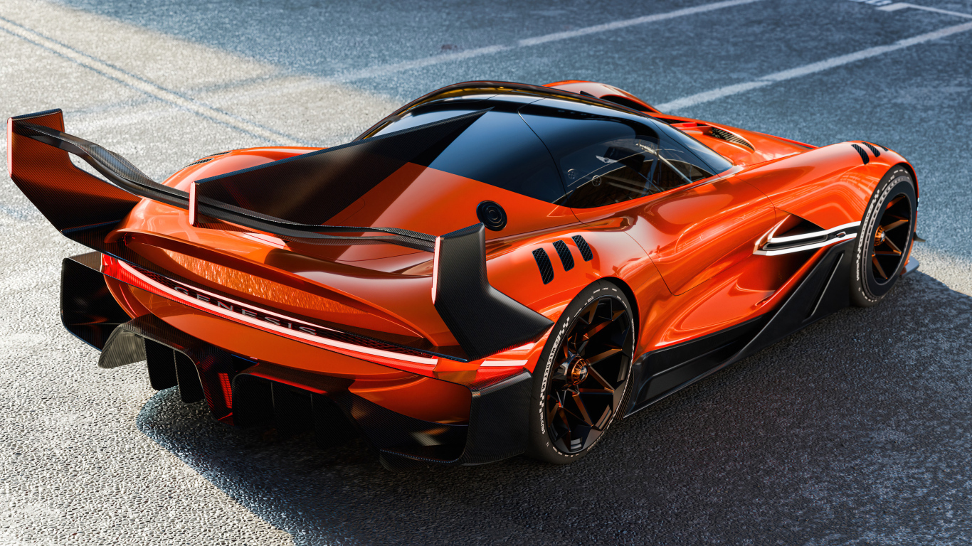 Вид сзади на спортивный автомобиль Genesis X Gran Racer VGT Concept 2024  года