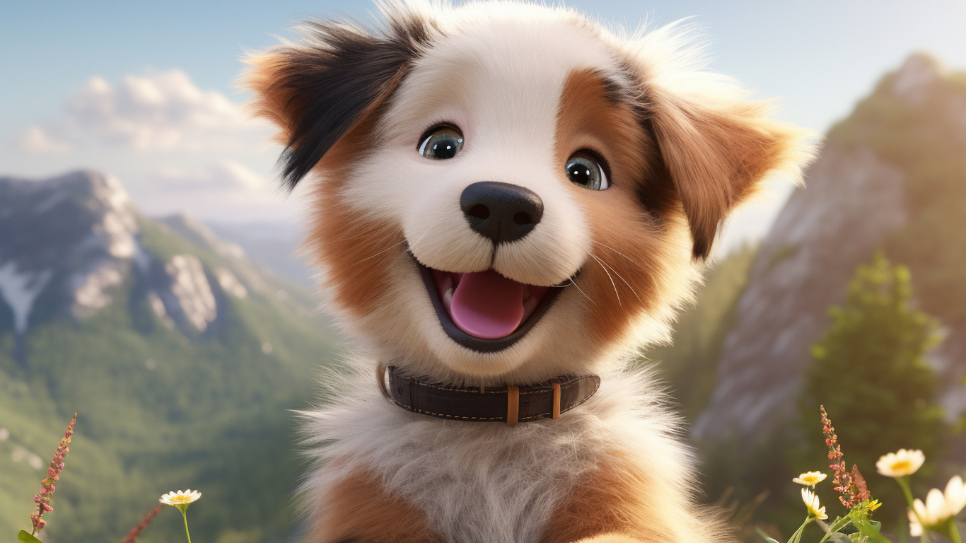 Смешной нарисованный щенок