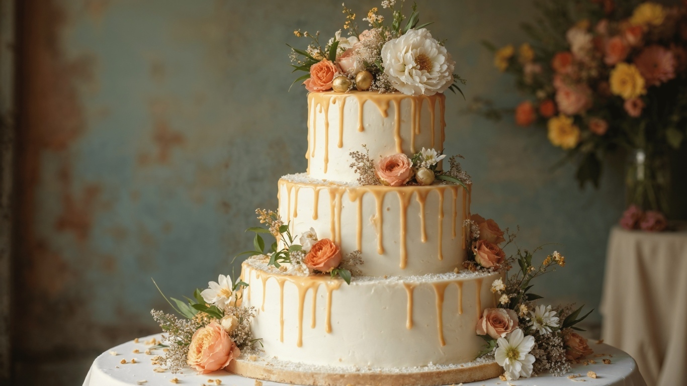 Большой красивый свадебный торт