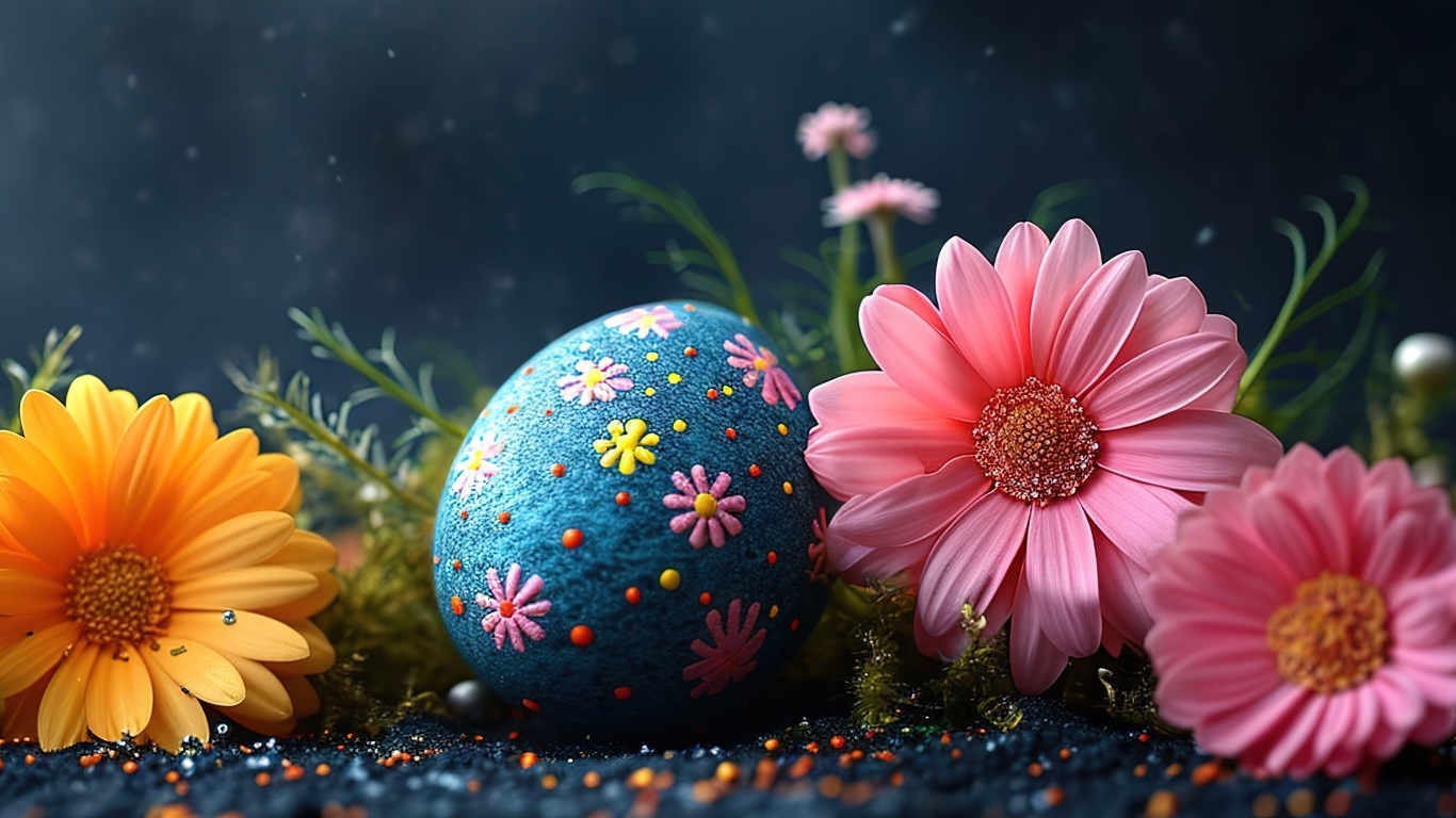Пасхальное яйцо с цветами герберы