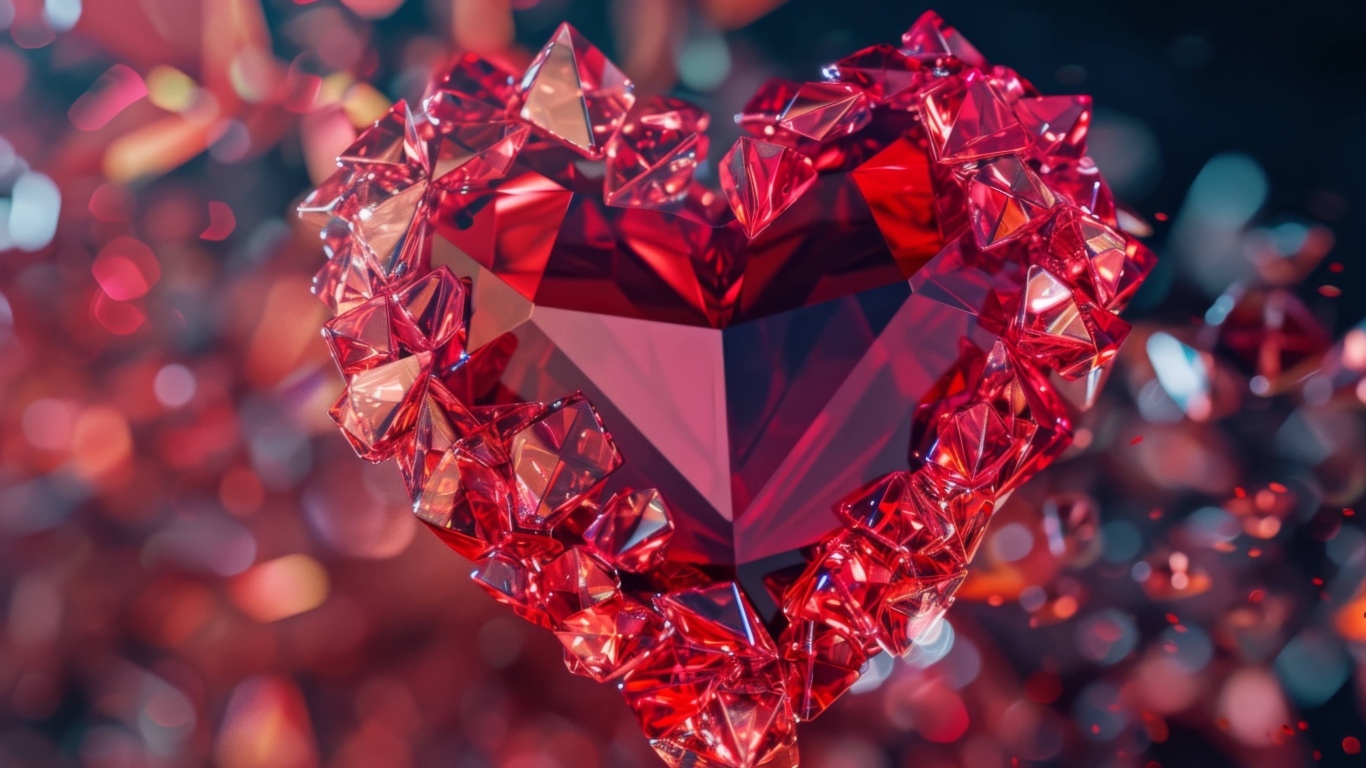 Красивое красное сердце из камня