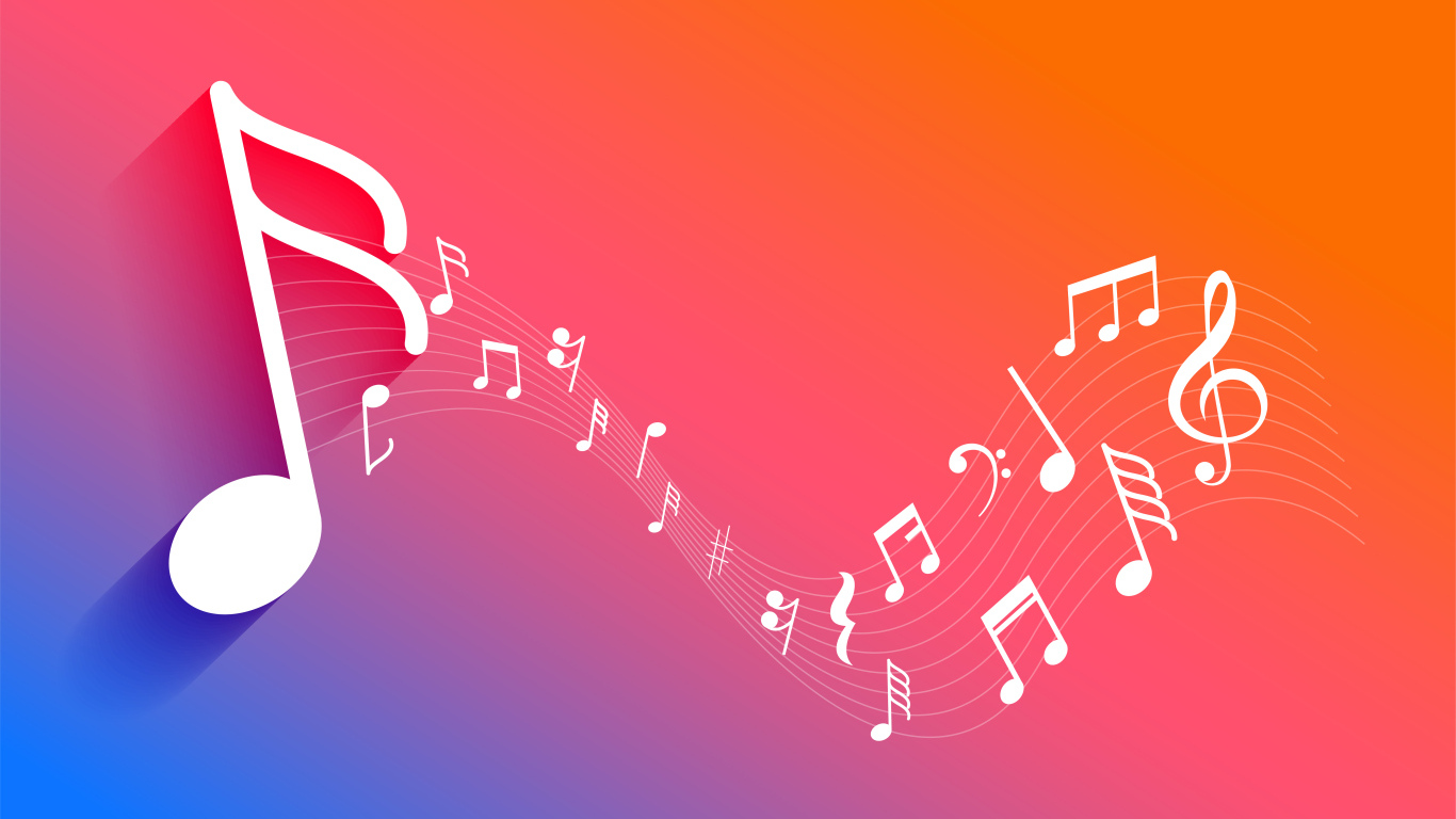 Белые ноты на розовом фоне