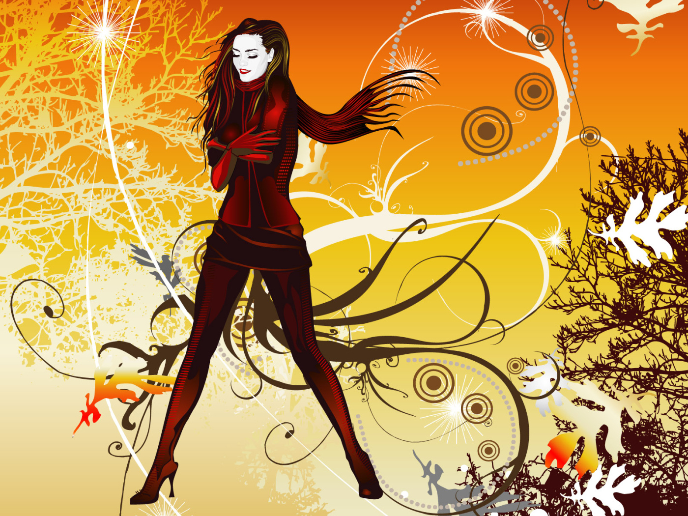 Девушка стоящая на ветру