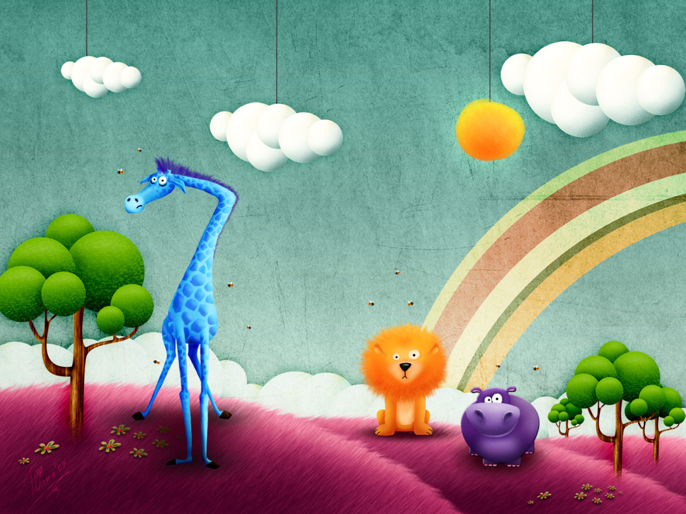 Жираф, лев и бегемот