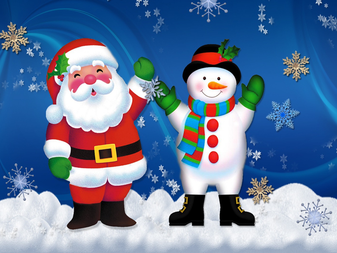 Снеговик и Санта Клаус