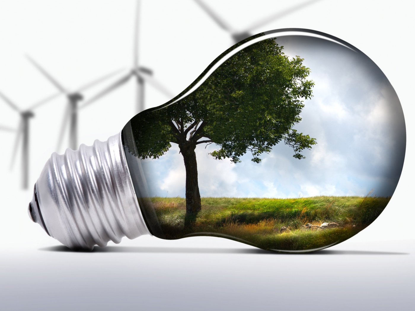 Лампочка природа и ветряки