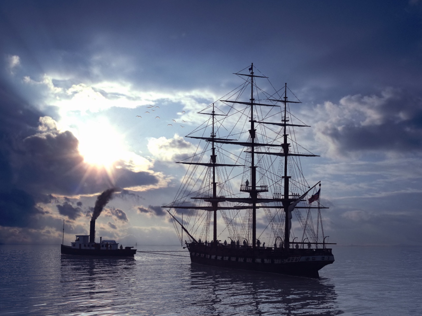 Трехмачтовый парусник