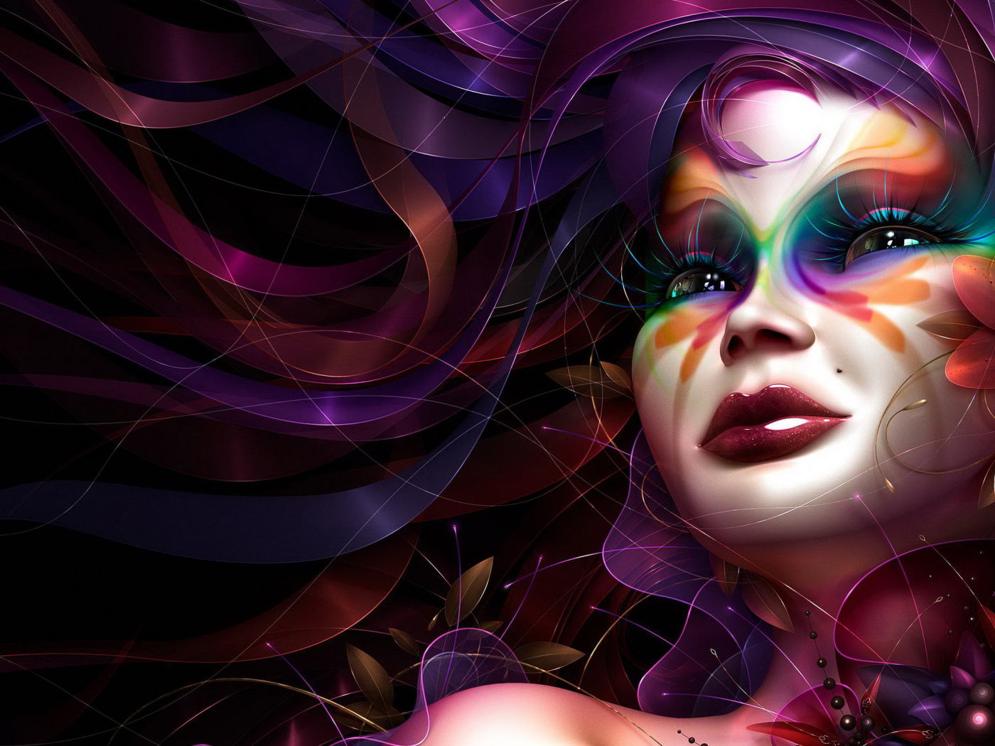 Девушка в разных цветах