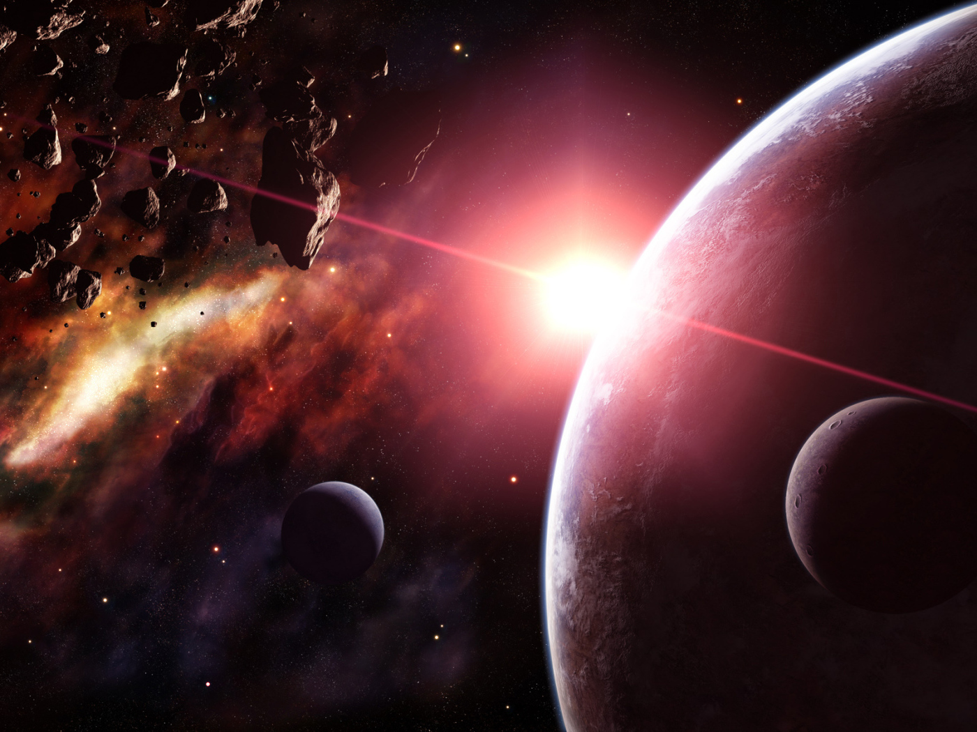 Астероиды и планета