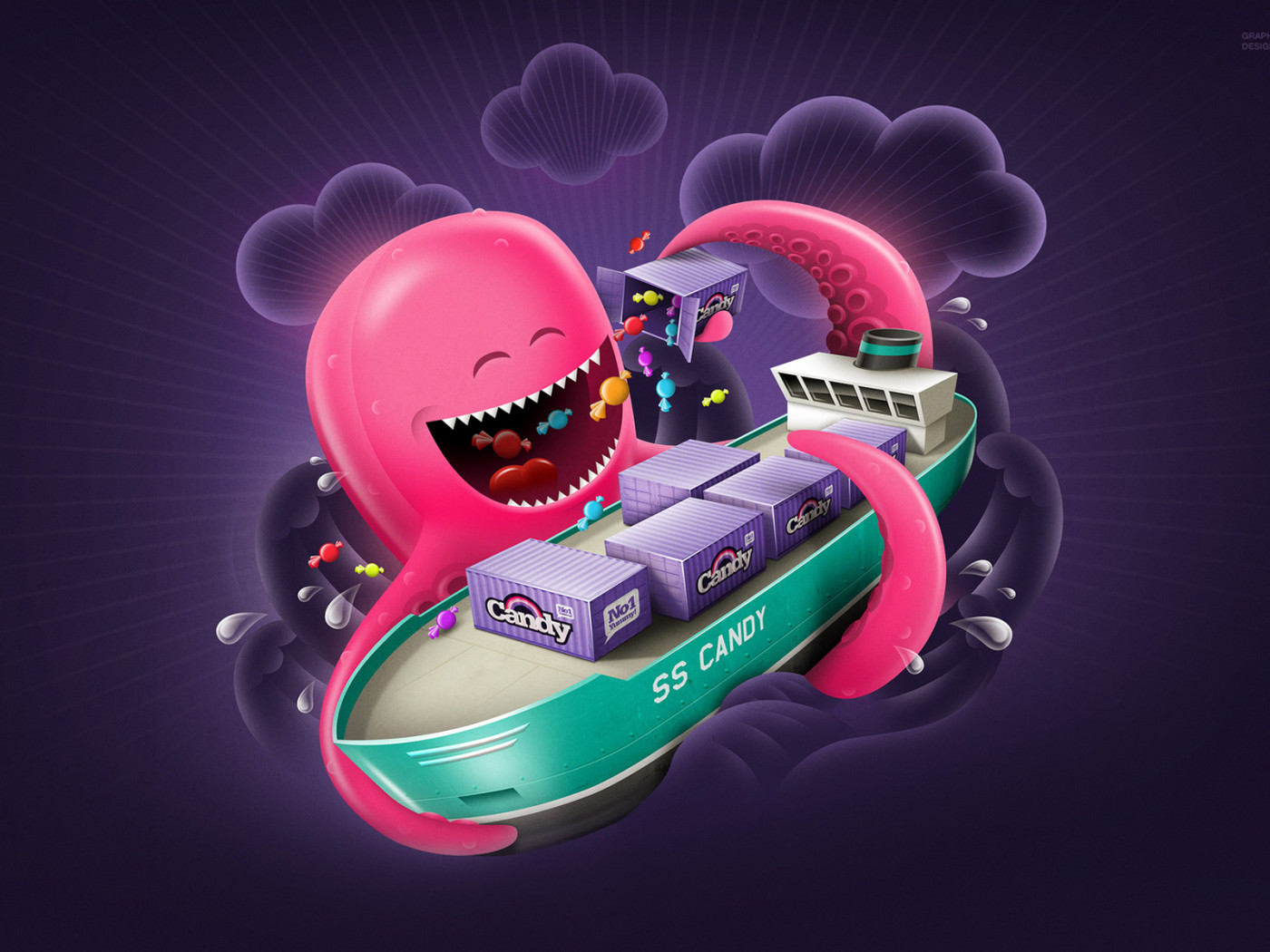 Осьминог с конфетами