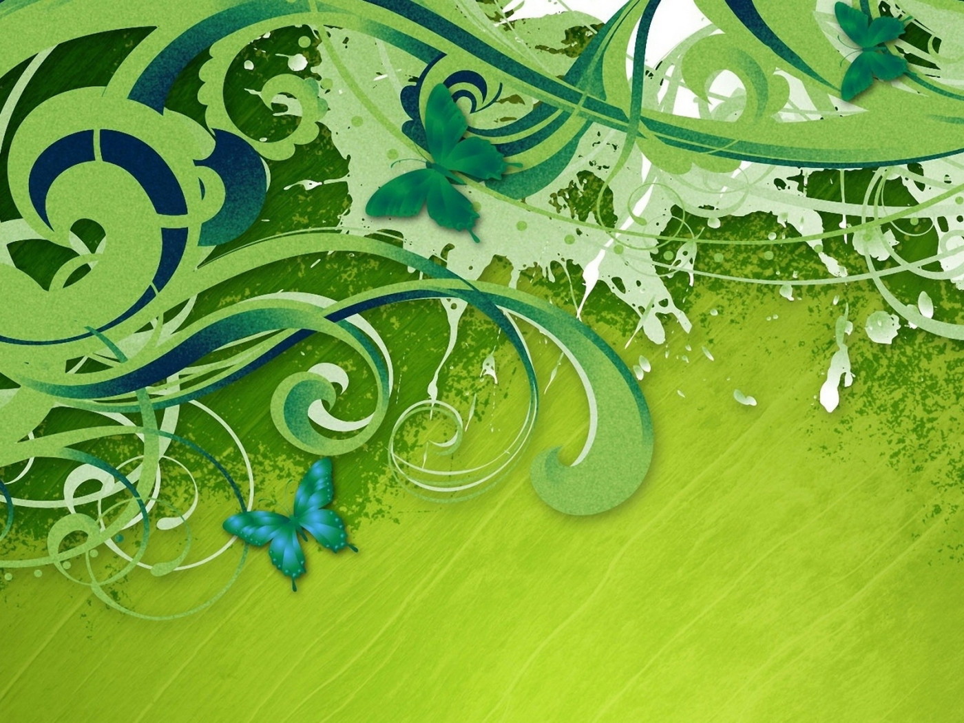 Бабочки на зеленом фоне