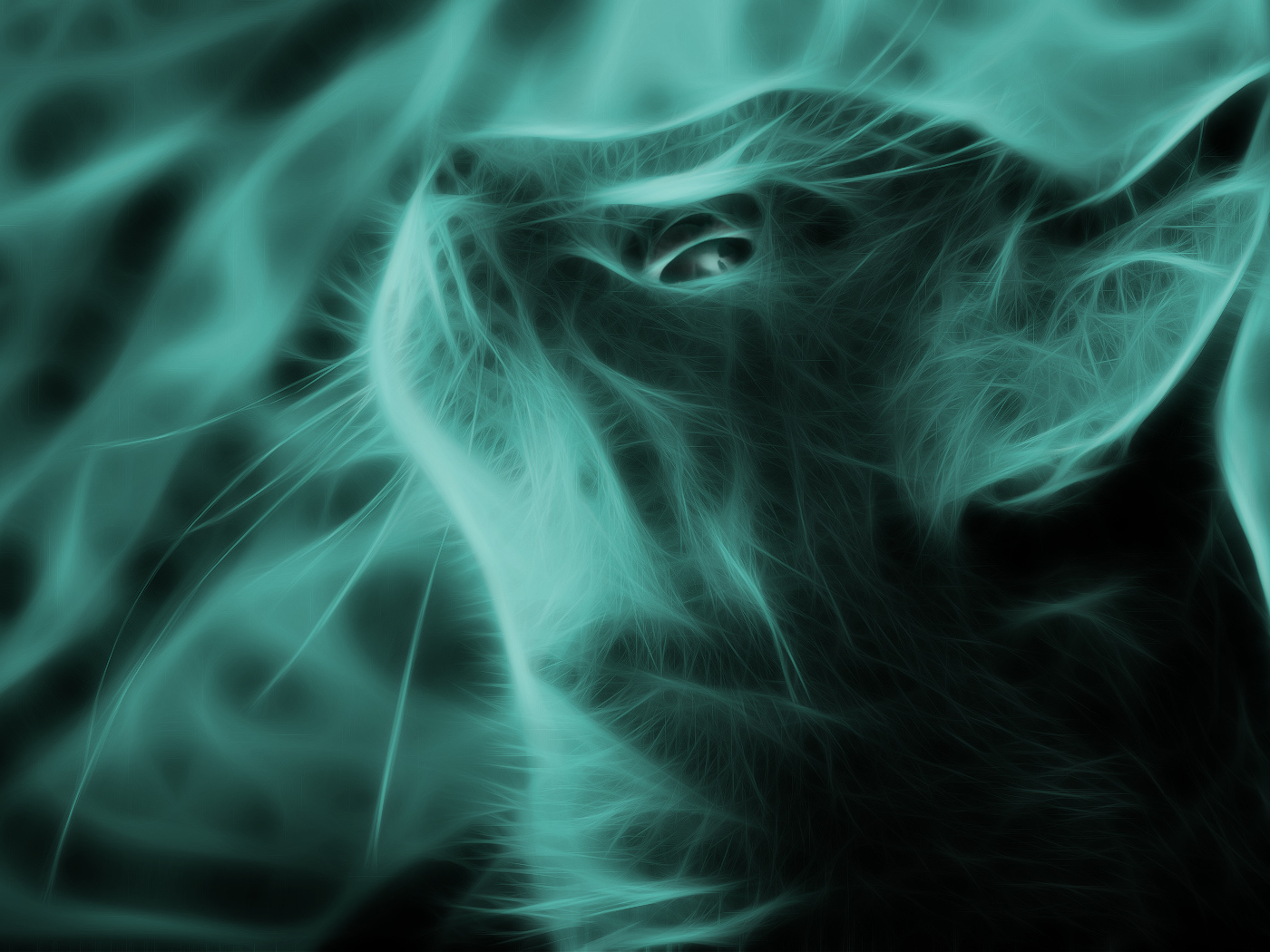 Кошка в зеленом тоне