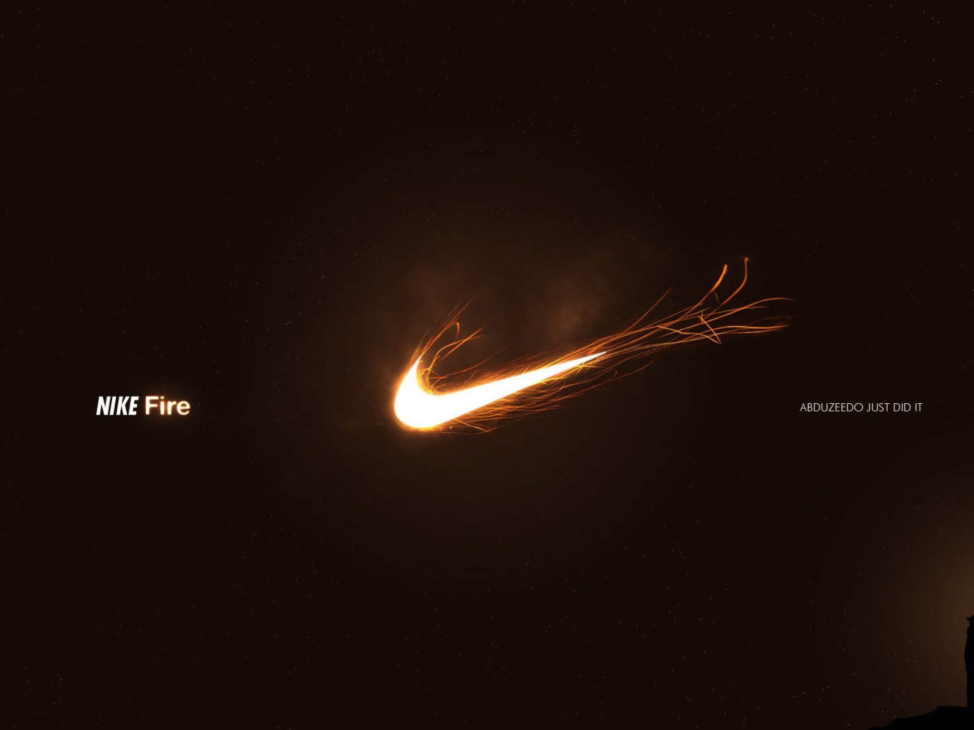 Nike логотип в огне