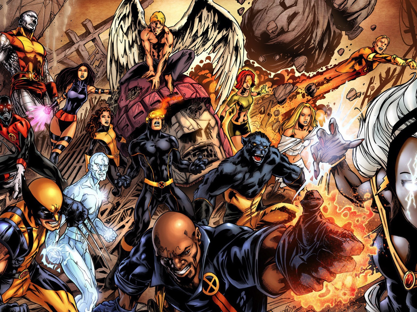 Люди Икс в середине боя