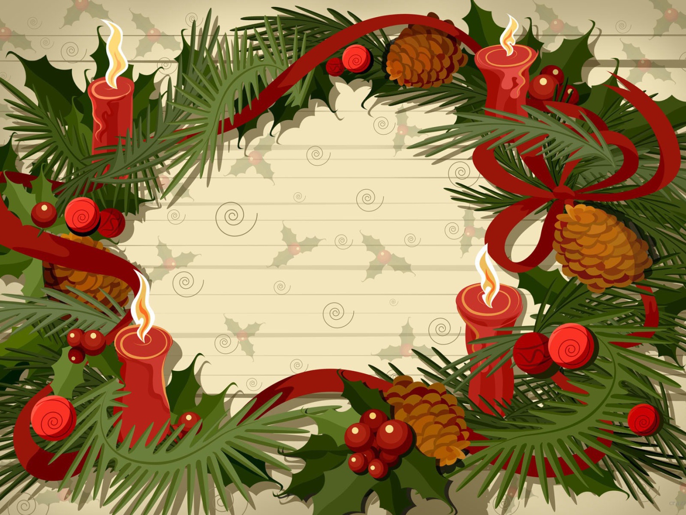 Нарисованный венок на рождество
