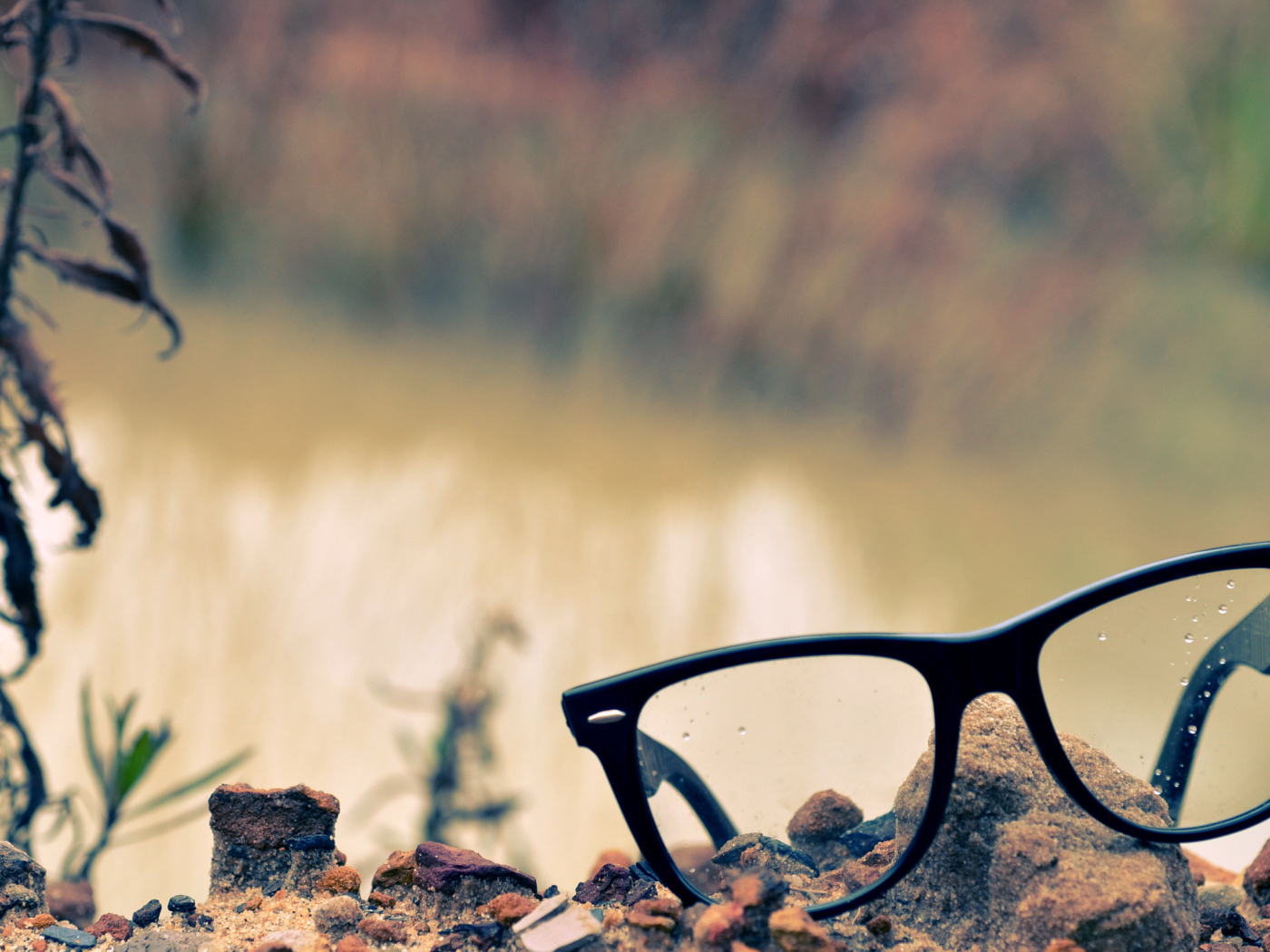 Очки лежат на камне