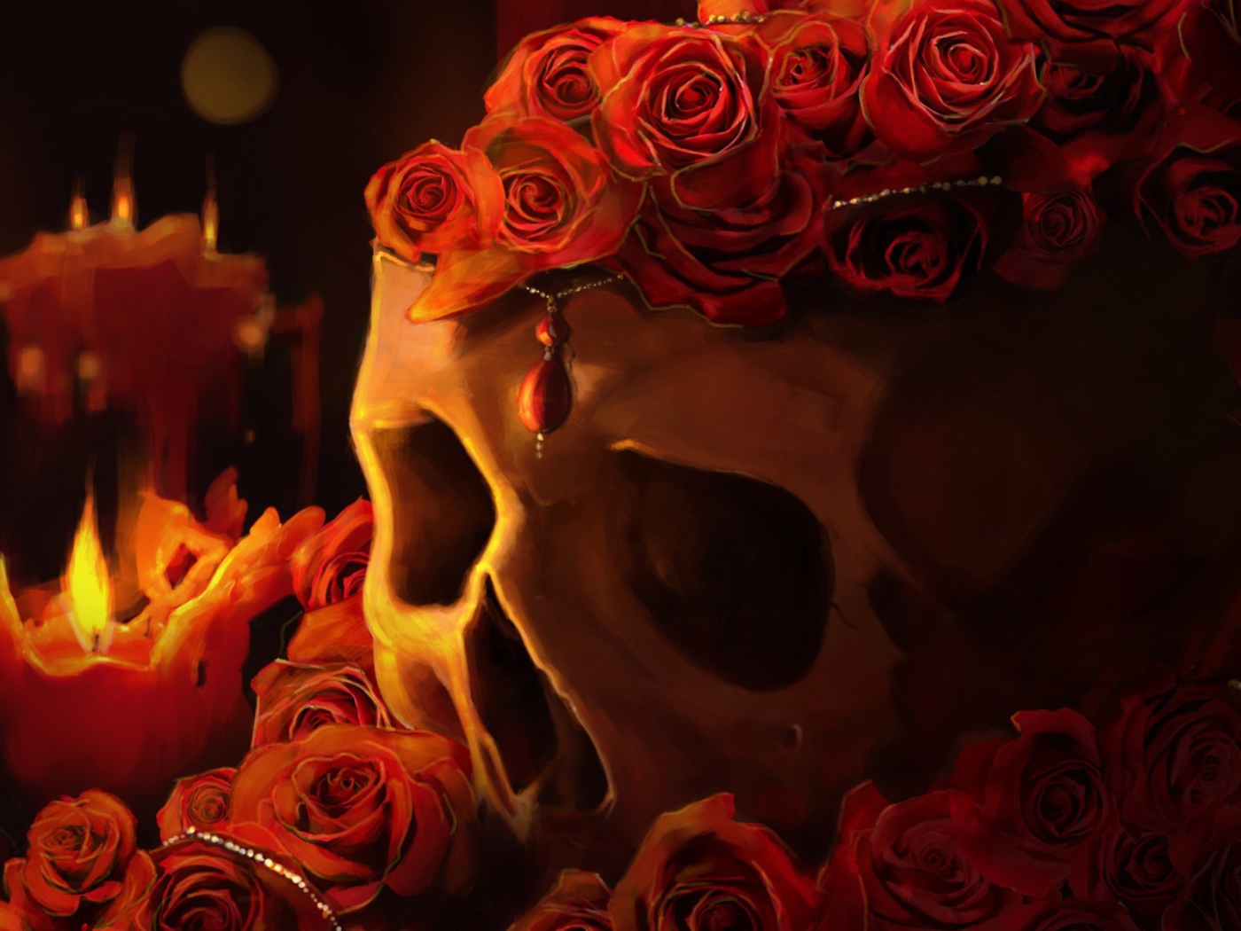 Череп с розами