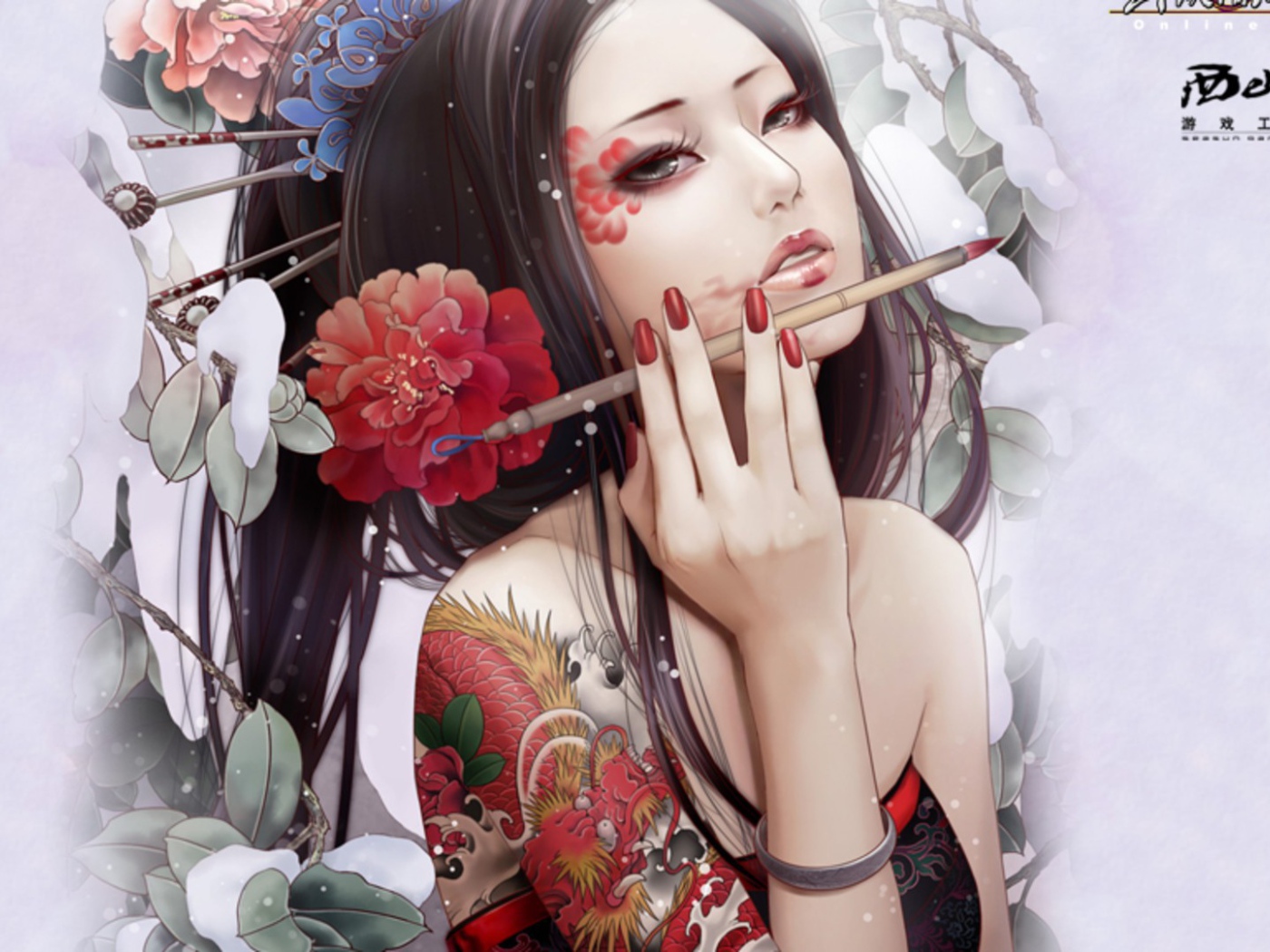 Рисунок девушки в Японском стиле