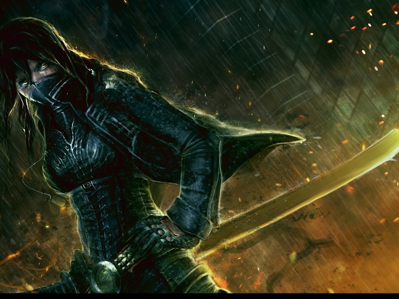 Рисунок девушка с мечем