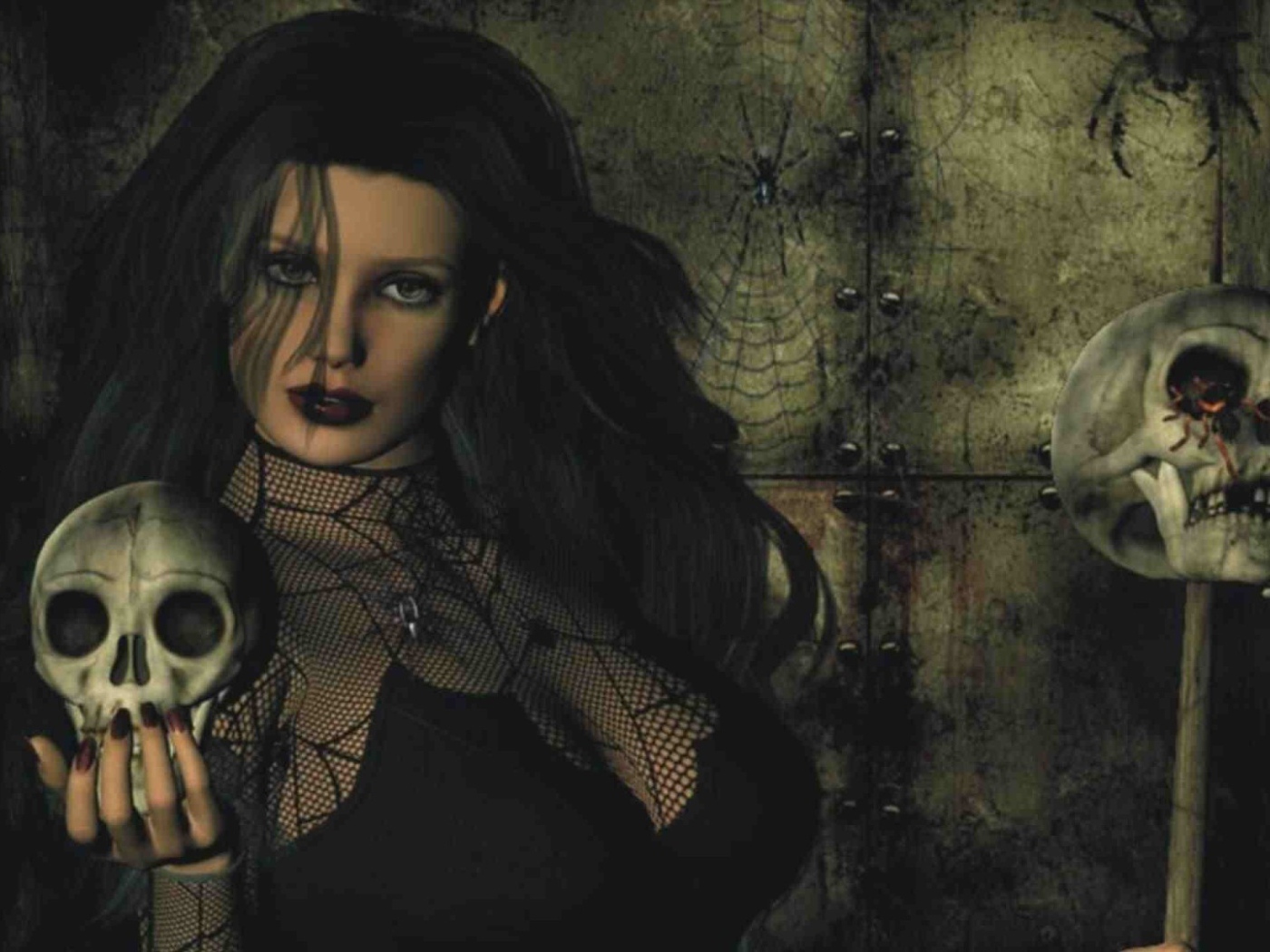 Девушка с черепом