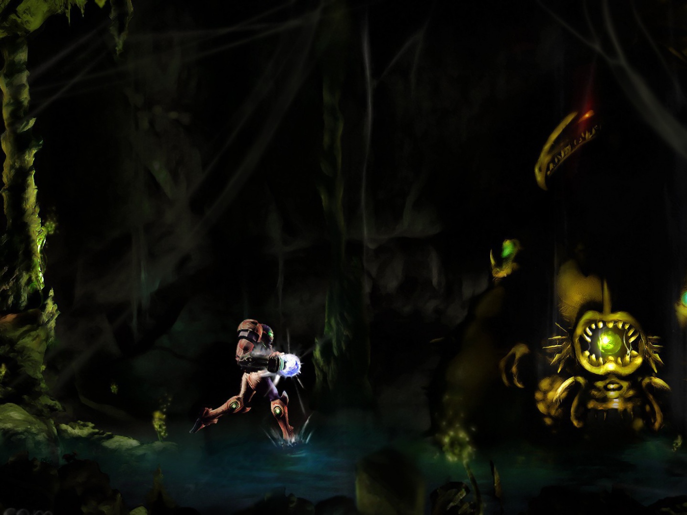 Робот бежит с фонарем