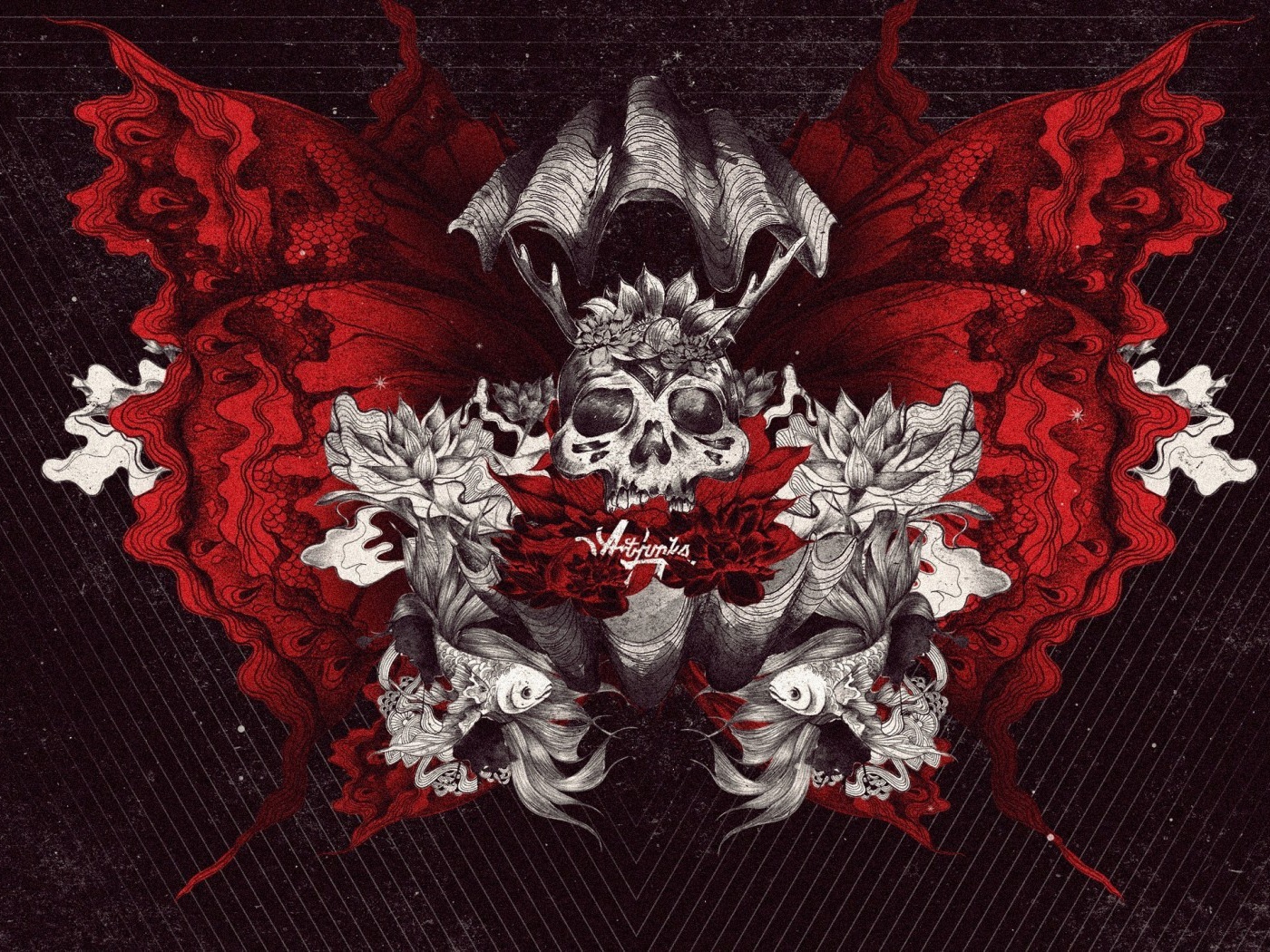 Фантазия с рыбами и черепом