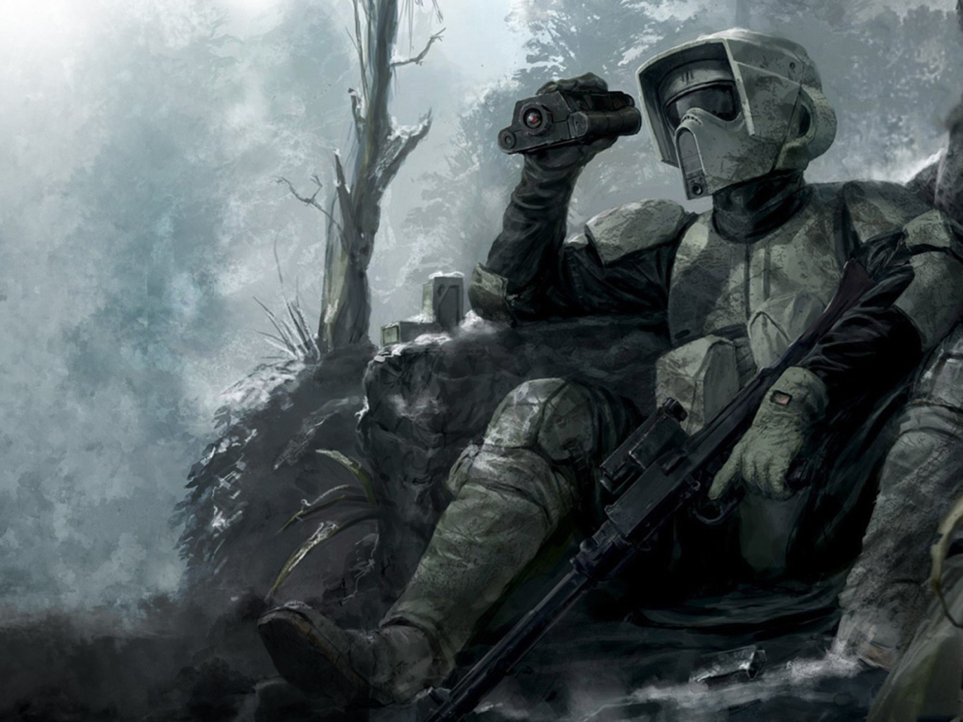 Воин из Star wars с оружием