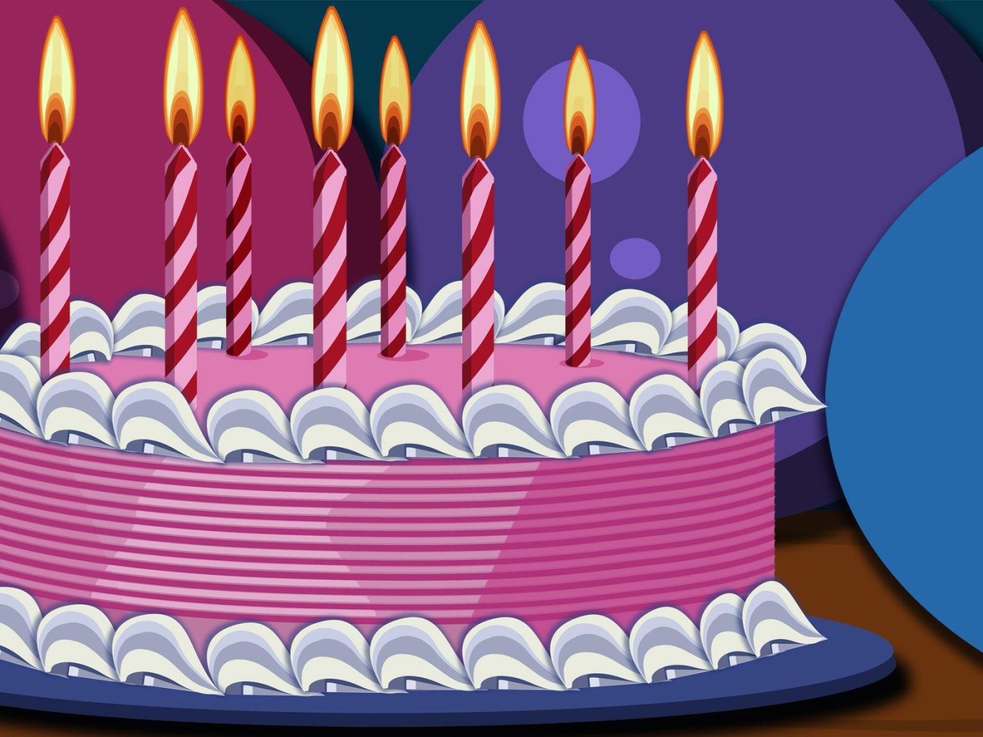 Нарисованный розовый торт на день рождения